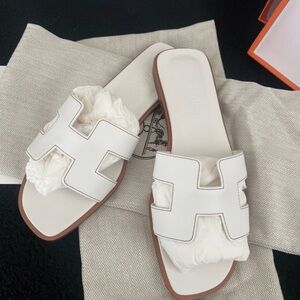Hermes Oran White Sandles